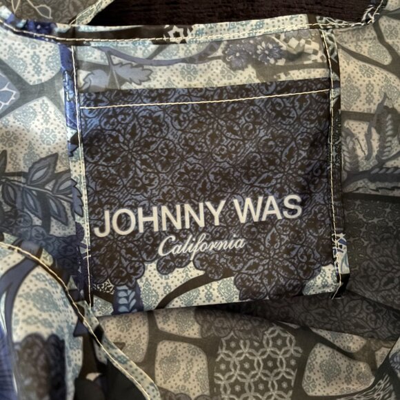 Johnny Was Blue Nylon Silky Tote Bag - Picture 5 of 13